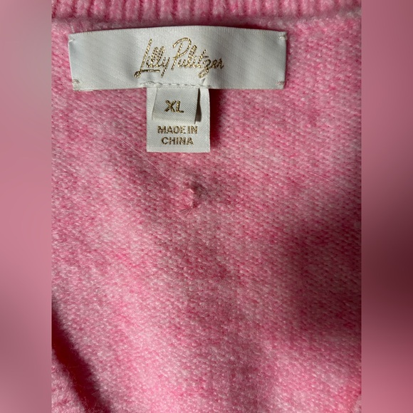 Lilly Pulitzer Ellorie Bow Sweater Pink Heathered ConchShell Paradise Rhinestone - Picture 7 of 11